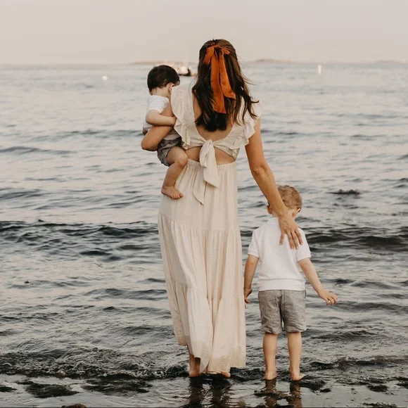 Express Dresses Express Beigetan Ruffled Maxi Dress Size S